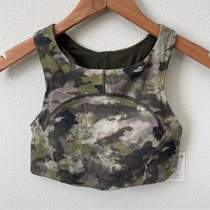 NWT Lululemon Tough Train High-Neck Bra *Medium Support, Heritage Camo Size 6